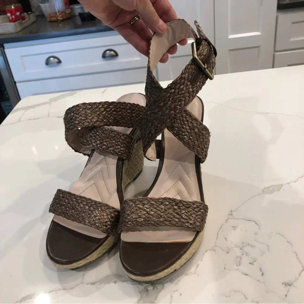 Andrew Geller Mix Womens Espadrille Wedge Sandal Size 9.5 Woven Ankle Strap Boho